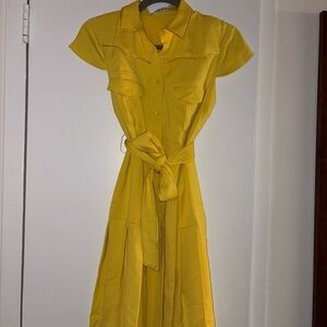 Alice + Olivia Yellow Midi Dress with Belt